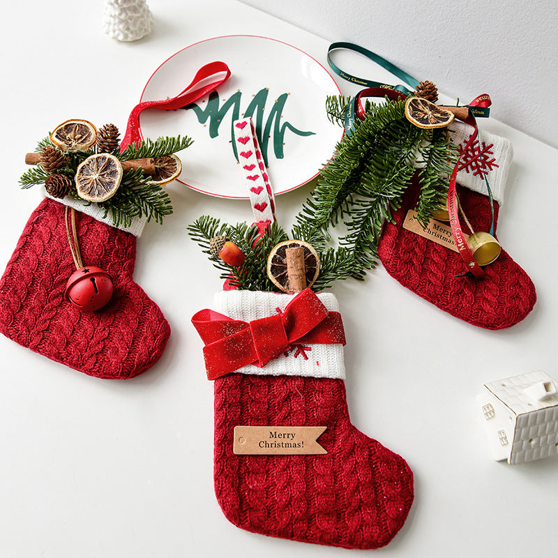 Christmas Decoration Knitted Christmas Stockings Scene Layout