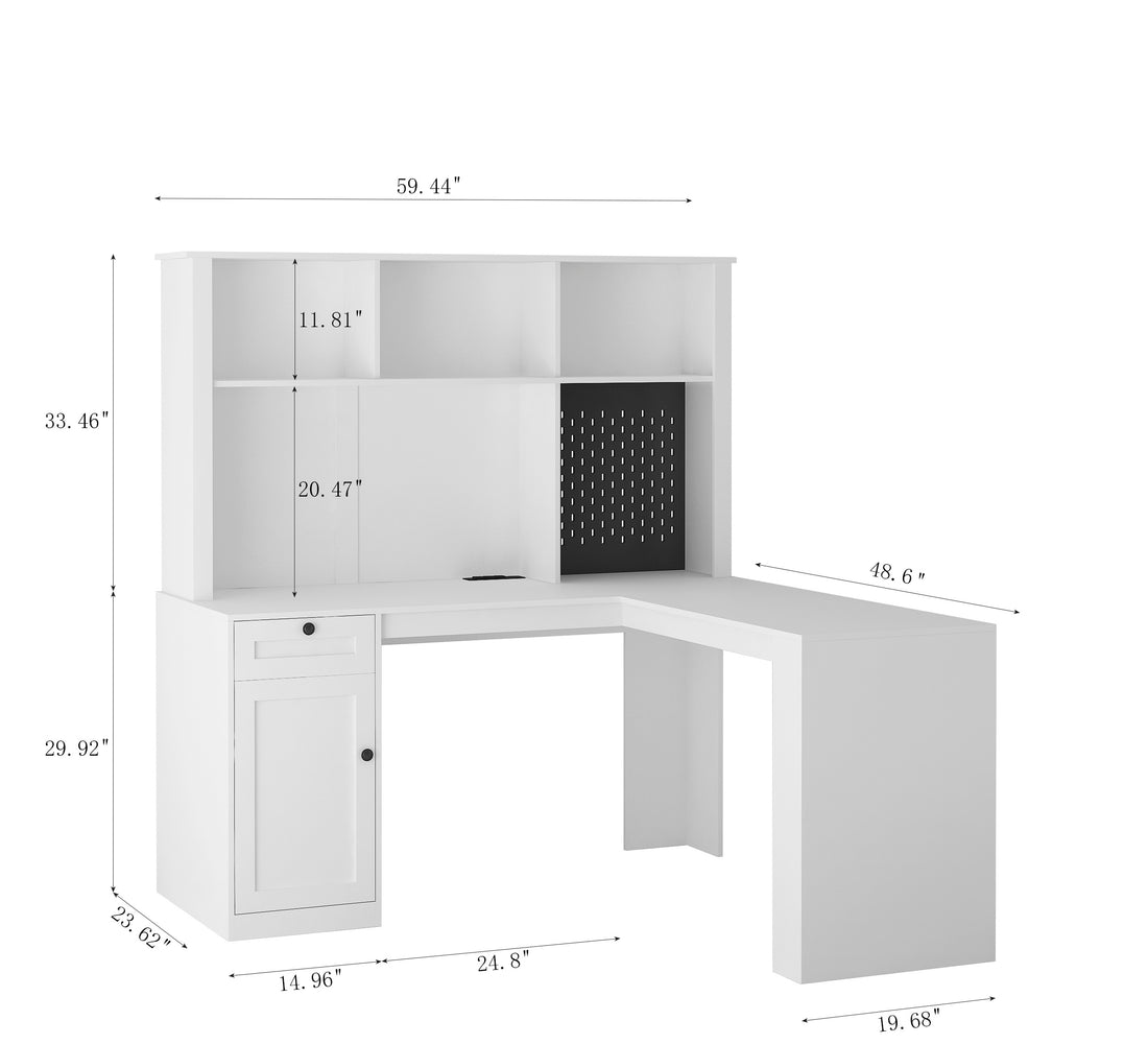 L Shaped Desk With Outlet, Computer Desk With Drawers, Bookshelf, Modern Corner Desk, Home Office Desk,L-Shaped Study Table Writing Desk,Corner Gaming Computer Desk With Storage
