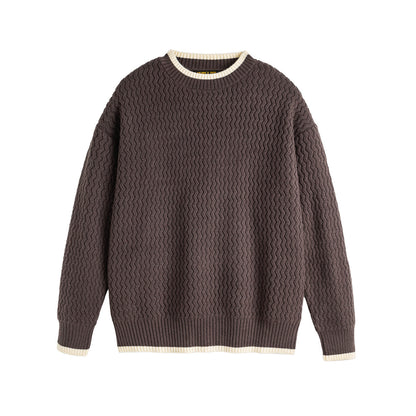 Color-block Crew Neck Sweater Men's Knitted Shirt Top